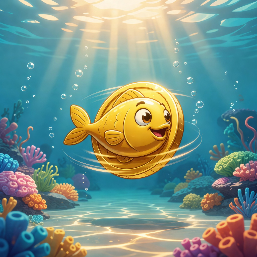 Golden ocean-themed social casino coin spinning indicator