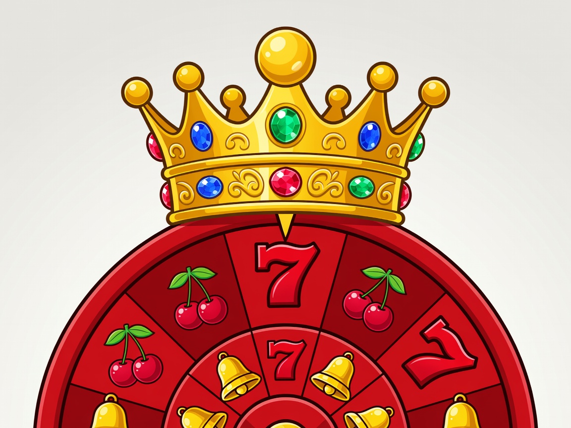 Golden ocean crown on top of slot reels with glowing virtual coins
