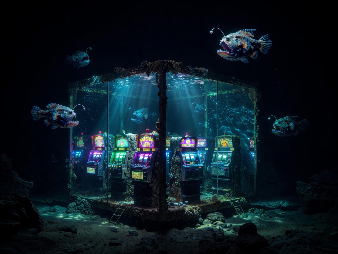 Dark deep abyss background showcasing bioluminescent slots graphics